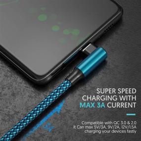 img 3 attached to Кабель Geekboy Type C угловой 90° [2 шт 10 футов] Nylon Braided USB A к USB C Быстрая зарядка Корд для Samsung Galaxy S20 S10 S10e S9 S8 Plus, Note 10 9 8, LG V30 V20 (голубой)