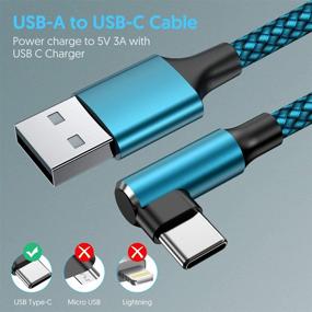 img 1 attached to Кабель Geekboy Type C угловой 90° [2 шт 10 футов] Nylon Braided USB A к USB C Быстрая зарядка Корд для Samsung Galaxy S20 S10 S10e S9 S8 Plus, Note 10 9 8, LG V30 V20 (голубой)