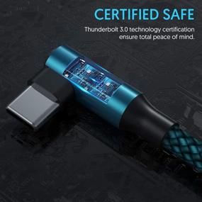 img 2 attached to Кабель Geekboy Type C угловой 90° [2 шт 10 футов] Nylon Braided USB A к USB C Быстрая зарядка Корд для Samsung Galaxy S20 S10 S10e S9 S8 Plus, Note 10 9 8, LG V30 V20 (голубой)