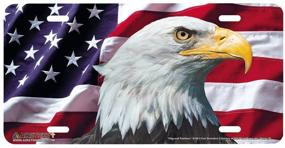 img 2 attached to 🦅 Воздушный удар: Металлическая передняя номерная табличка с патриотическим орлом - Дизайн американского флага - Сделано в США (3160)
