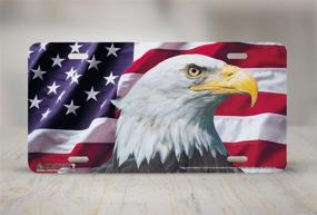 img 1 attached to 🦅 Воздушный удар: Металлическая передняя номерная табличка с патриотическим орлом - Дизайн американского флага - Сделано в США (3160)