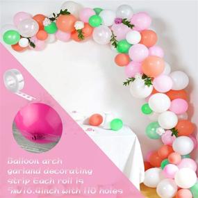 img 2 attached to 🎉 FEPITO 124-Piece Tropical Balloons Garland Kit - Pink Green Balloon Arch Garland with Tropical Palm Leaves, Balloon Tape Strip, Dot Glue, and Tying Tool for Tropical Party Decorations, Birthday Party Supplies