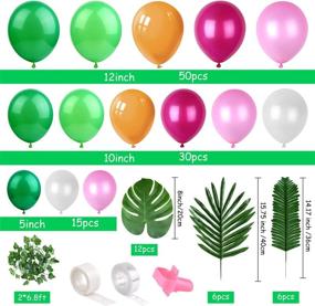 img 3 attached to 🎉 FEPITO 124-Piece Tropical Balloons Garland Kit - Pink Green Balloon Arch Garland with Tropical Palm Leaves, Balloon Tape Strip, Dot Glue, and Tying Tool for Tropical Party Decorations, Birthday Party Supplies