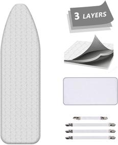 img 4 attached to 🔥 Ironing Board Cover and Pad: Extra Thick Padding with Scorch and Stain Resistance - 15 x 54 inch Replacement, Silver Coated - Elastic Edge, Fasteners, Protective Scorch & Mesh Cloth