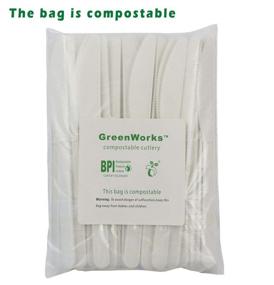 img 3 attached to 🔪 GreenWorks 1000 Series Disposable Bio-Based Plastic Knife - Compostable CPLA Knives, 7" Bulk Pack