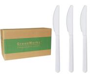 🔪 greenworks 1000 series disposable bio-based plastic knife - compostable cpla knives, 7" bulk pack logo