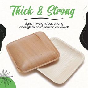 img 1 attached to 🌿 Palm Leaf Square Plates - Compostable, Grease Resistant, and Eco-Friendly - 6 Inch Size - 100% Natural, Sturdy, Microwave Safe - Disposable, Biodegradable Wood Alternative to Bamboo Plates