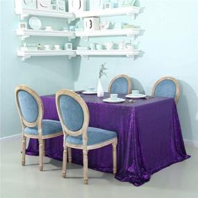 img 3 attached to Сияющая фиолетовая пурпурная скатерть для торжества Zdada Sparkling Purple 55x108 с пайетками 🎉, блестящая скатерть для свадеб и домашнего декора