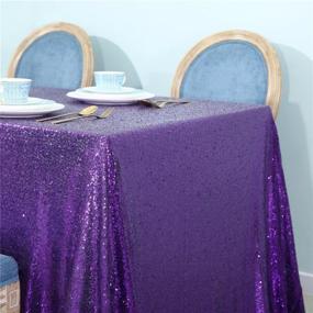 img 4 attached to Сияющая фиолетовая пурпурная скатерть для торжества Zdada Sparkling Purple 55x108 с пайетками 🎉, блестящая скатерть для свадеб и домашнего декора