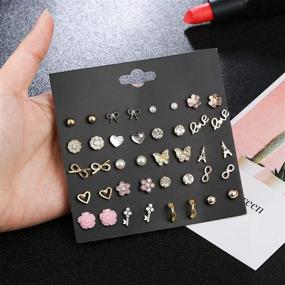 img 3 attached to 🌈 100 Pairs of Colorful Cute Stud Earrings - Hypoallergenic Stainless Steel Earrings for Girls and Women by NEWITIN