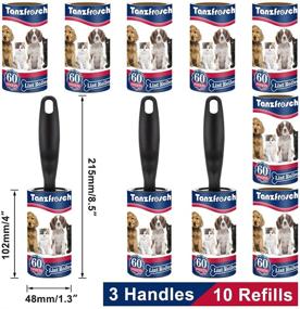 img 3 attached to 🐾 [Extra Sticky] 10 Pack Lint Rollers with 3 Handles: Powerful Pet Hair Remover (600 Sheets/10 Refills) - Perfect for Clothes, Furniture &amp; More