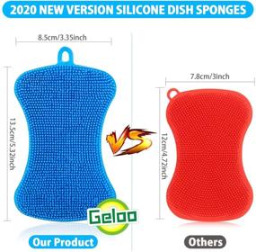 img 3 attached to Geloo Silicone Sponge Dish Sponges: Double-Sided Cleaning Kitchen Gadgets (3 Pack)