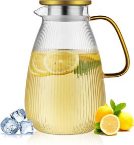 img 4 attached to 🥤 JIAQI Glass Pitcher with Lid for Beverages