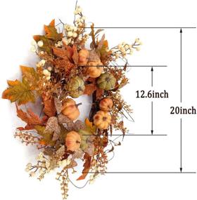 img 3 attached to 🍁 Green and Yellow Leaf Artificial Pumpkin Wreath - Idyllic Autumn Decoration for Front Door, Indoor Wall, Wedding, Home