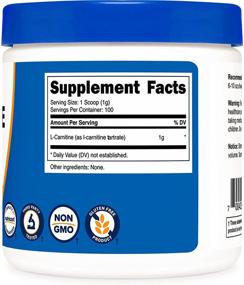 img 1 attached to 💪 Nutricost L-Carnitine Tartrate Powder: Boost Energy & Support Weight Loss - 100g, 100 Servings