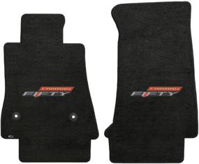 img 2 attached to 🔴 CUSTOM FIT EBONY VELOURTEX FLOOR MATS for 2017 CAMARO with 50TH ANNIVERSARY LOGO - 2 PC