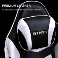 🕹️ sitmod gaming chair - computer chair with massage lumbar support, 400 lb weight capacity - big and tall gamer chair with footrest - office chair with mat for hardwood floor/carpet - white logo