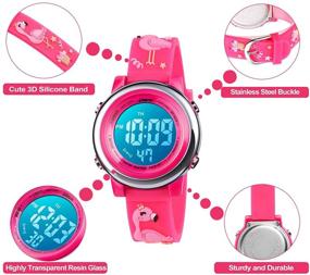 img 2 attached to ⌚ Waterproof Silicone Girls' Wrist Watches with Cartoon Design: Stopwatch Feature Included