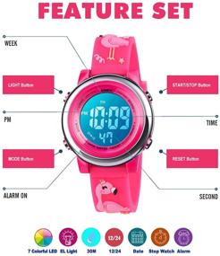 img 1 attached to ⌚ Waterproof Silicone Girls' Wrist Watches with Cartoon Design: Stopwatch Feature Included