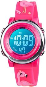 img 4 attached to ⌚ Waterproof Silicone Girls' Wrist Watches with Cartoon Design: Stopwatch Feature Included