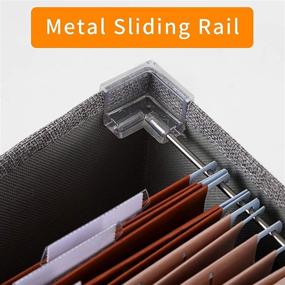 img 1 attached to 🗂️ Linen File Boxes: Sliding Rail, Letter Size & Extra Pocket Storage - Grey (1 pack)
