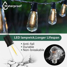 img 3 attached to 🌟 UL Listed Commercial Grade Waterproof Outdoor String Lights - 60FT 2 Pack with 32 Large Vintage Bulbs for Patio, Backyard, Wedding Party & More