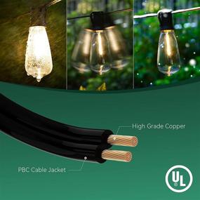 img 2 attached to 🌟 UL Listed Commercial Grade Waterproof Outdoor String Lights - 60FT 2 Pack with 32 Large Vintage Bulbs for Patio, Backyard, Wedding Party & More