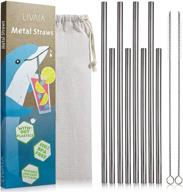 🌱 reusable stainless steel straws set: 8 metal straws with cleaner brush and case - 2 sizes - dishwasher safe, eco-friendly straws by livaia logo