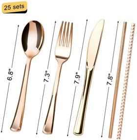 img 1 attached to 💃 Stylish 200-Piece Black and Rose Gold Party Supplies Set: Elegant Rose Gold Dot on Black Plates, Napkins, Straws, Cups, Silverware – Perfect for Weddings, Bridal Showers, and Birthday Parties!