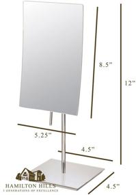img 2 attached to HAMILTON HILLS 5X Magnified Premium Modern Rectangle Vanity Makeup Mirror – Portable Polished Chrome Contemporary Finish, Adjustable Easy Positioning for Best Luxury Quality Magnifying Beauty Mirror
