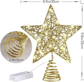 img 2 attached to 🎄 MAIAGO 10-Inch Gold Glittered Metal Christmas Tree Topper with 20 LED Lights - Perfect Holiday Xmas Decorations for Home, Party, and Winter - Warm White