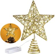 🎄 maiago 10-inch gold glittered metal christmas tree topper with 20 led lights - perfect holiday xmas decorations for home, party, and winter - warm white logo