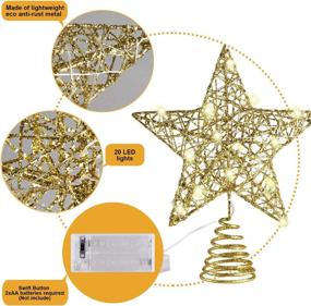 img 1 attached to 🎄 MAIAGO 10-Inch Gold Glittered Metal Christmas Tree Topper with 20 LED Lights - Perfect Holiday Xmas Decorations for Home, Party, and Winter - Warm White