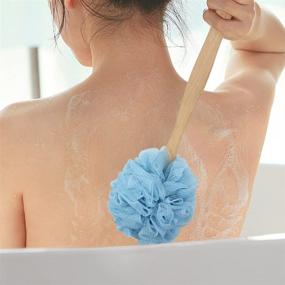 img 1 attached to WYKOO 3PCS Soft Touch Bath Brush, Sponge Scrubber with Extended Handle for Shower and Skin Exfoliation