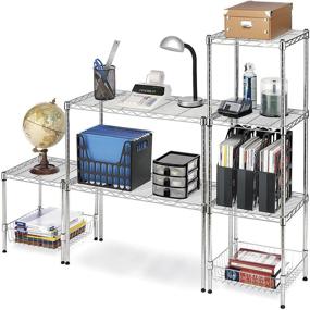 img 1 attached to 📦 Whitmor Supreme Stacking Shelf with Basket - Ultimate Home Organizer for Adjustable Storage - Chrome