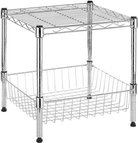 img 4 attached to 📦 Whitmor Supreme Stacking Shelf with Basket - Ultimate Home Organizer for Adjustable Storage - Chrome