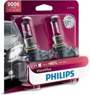 enhanced philips 9006 visionplus 🔆 headlight bulb for improved visibility, 2 pack logo