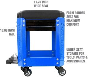 img 2 attached to 🛠️ OEMTOOLS 24996 Blue Rolling Workshop Mechanics Creeper Seat with 2 Tool Storage Drawers, Parts Storage, Can Holders, and Rolling Stool for Mechanic Tools