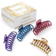 🦋 aimike big hair claw clips - 4.3-inch non-slip tortoise large claw clips - strong hold butterfly hair clip for thick and thin hair - jumbo claw clips for women and girls - leopard print fashion jaw clips (pack of 4) logo