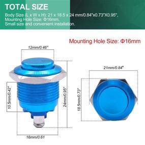 img 2 attached to 🚗 Twidec 16mm Waterproof Blue Metal Shell Momentary Raised Top Push Button Switch 3A/12~250V SPST 1NO Start Button for Car Modification Switch – Quality Assurance for 1 Year – M-16-BU-G