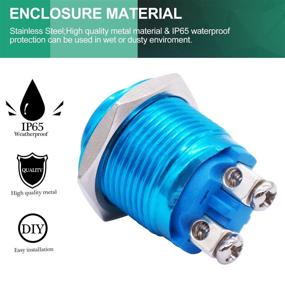 img 3 attached to 🚗 Twidec 16mm Waterproof Blue Metal Shell Momentary Raised Top Push Button Switch 3A/12~250V SPST 1NO Start Button for Car Modification Switch – Quality Assurance for 1 Year – M-16-BU-G