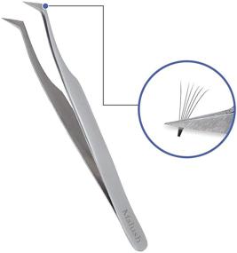 img 3 attached to 🔪 Premium Stainless Steel Volume Lashes Eyelash Extension Tweezers – Precision Mega L Curved Angled Tip, Professional 4.5 Inches Tool