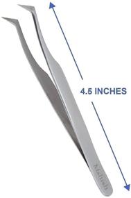 img 2 attached to 🔪 Premium Stainless Steel Volume Lashes Eyelash Extension Tweezers – Precision Mega L Curved Angled Tip, Professional 4.5 Inches Tool