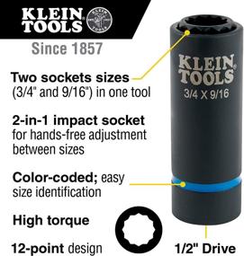 img 3 attached to 🔧 Klein Tools 66001 2-in-1 Ударная головка: 3/4 дюйма и 9/16 дюйма шестигранная головка, глубокая головка с 12-тью штифтами