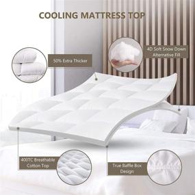 img 2 attached to 🛏️ ZAMAT Extra Thick Mattress Topper Queen: Plush Quilted Pillow Top with Cooling Organic Cotton Cover - Superior Cushioning and Comfort for Deep Sleep