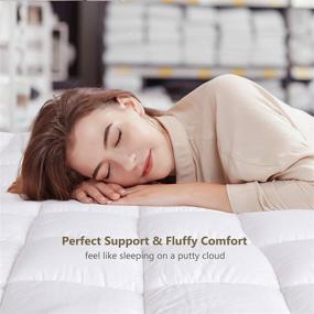 img 1 attached to 🛏️ ZAMAT Extra Thick Mattress Topper Queen: Plush Quilted Pillow Top with Cooling Organic Cotton Cover - Superior Cushioning and Comfort for Deep Sleep