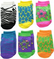 🧦 jefferies socks girls' zebra and giraffe neon low cut socks - 6 pair pack logo