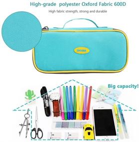 img 3 attached to 📏 Green Pencil Case Pencil Pouch with Zipper, Large Capacity Stationery Organizer Storage Bags - Oxford Fabric 600D, 8.6"x4.2"x2.0" by E4go