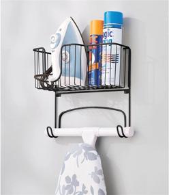 img 2 attached to 🧺 mDesign Metal Wall Mount Ironing Board Organizer with Storage Basket - Ideal for Laundry Rooms - Holds Iron, Board, Spray Bottles, Starch, Fabric Refresher - Easy Installation - Matte Black Finish