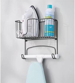 img 3 attached to 🧺 mDesign Metal Wall Mount Ironing Board Organizer with Storage Basket - Ideal for Laundry Rooms - Holds Iron, Board, Spray Bottles, Starch, Fabric Refresher - Easy Installation - Matte Black Finish